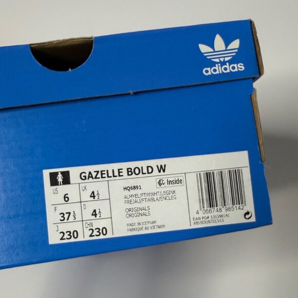 💛 Adidas Gazelle Bold Platform Sneakers YELLOW/WHITE Women's Size 6 - Picture 9 of 10